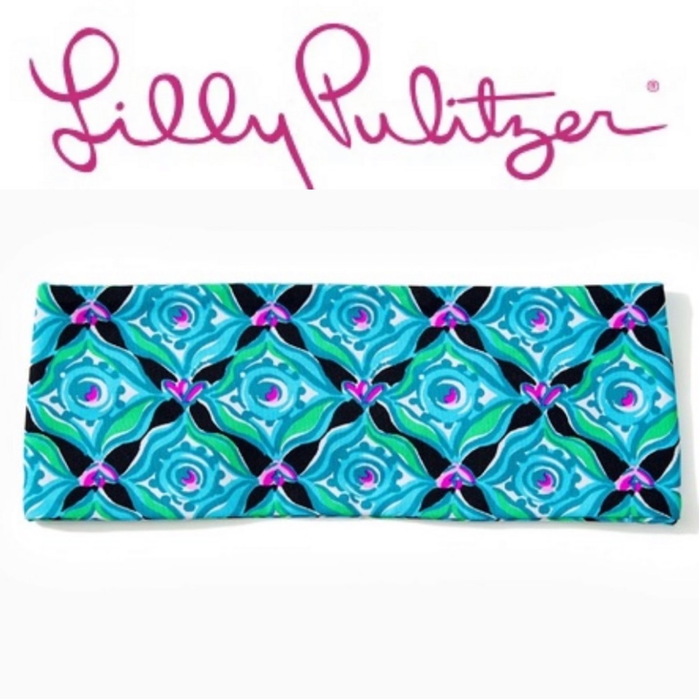 Lilly Pulitzer Chilly Lilly Button Up Headband Onyx Lets Get Wild Border